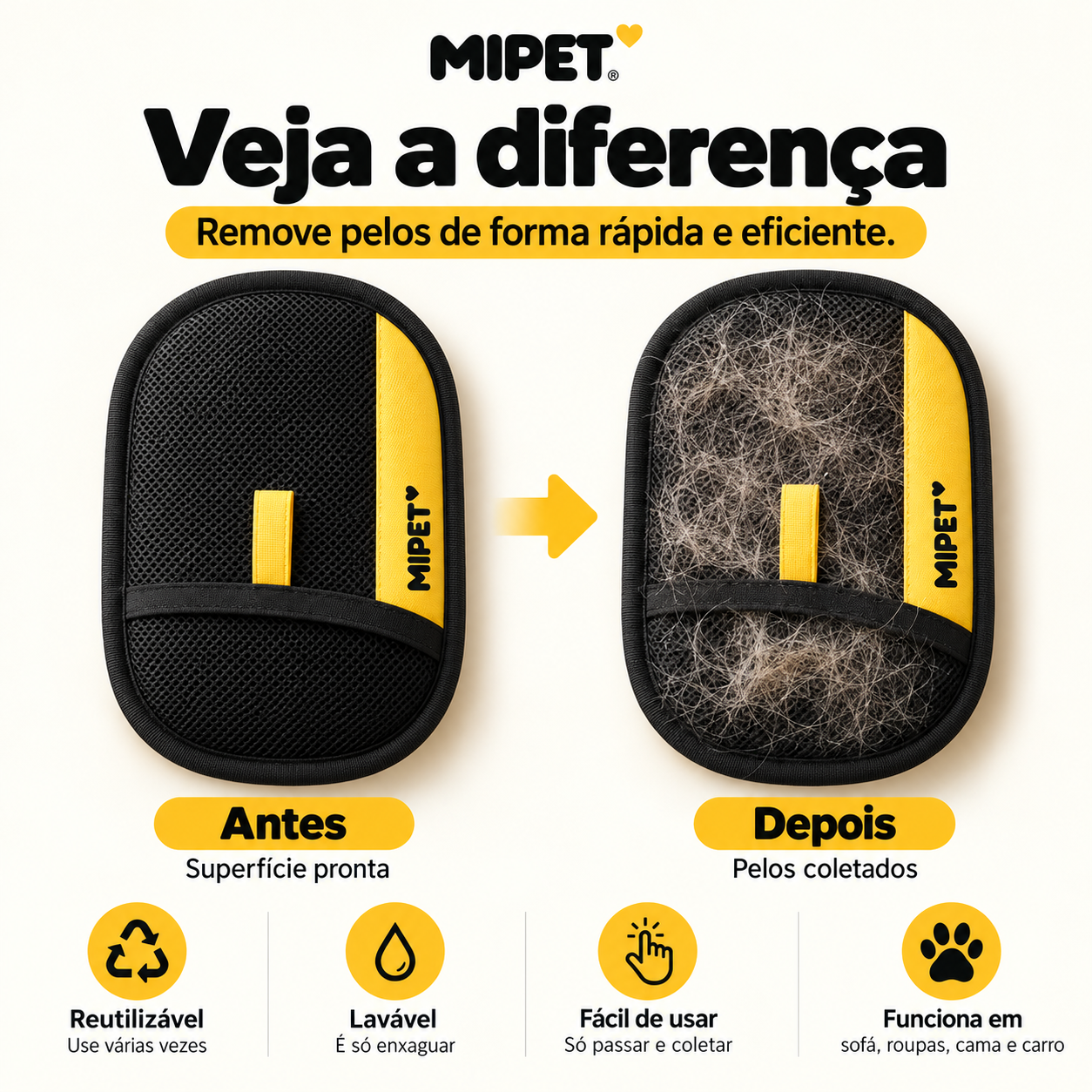 MIPET PeloZero™ Removedor de Pelos Reutilizável